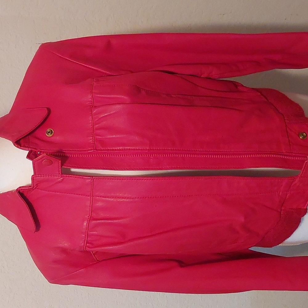 Red Authentic Leather Jacket (The Leather Factory) size M